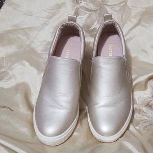 gold high heeled sneakers